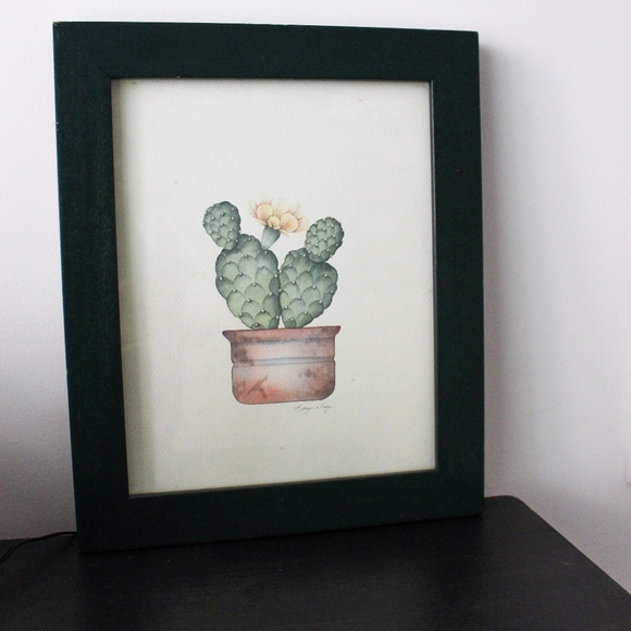 Vintage Flowering Cactus Framed Print by Karyn Frances Gray / Southwestern - Picture 3 of 8